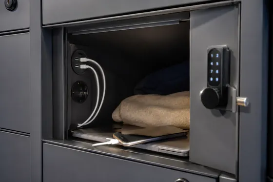 Close-up van een elektronische smart locker van Elektro Westland