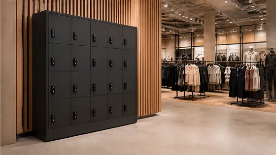 Lockers met stroommeting voor winkels — een praktijkopstelling met smart lockers voor 2026